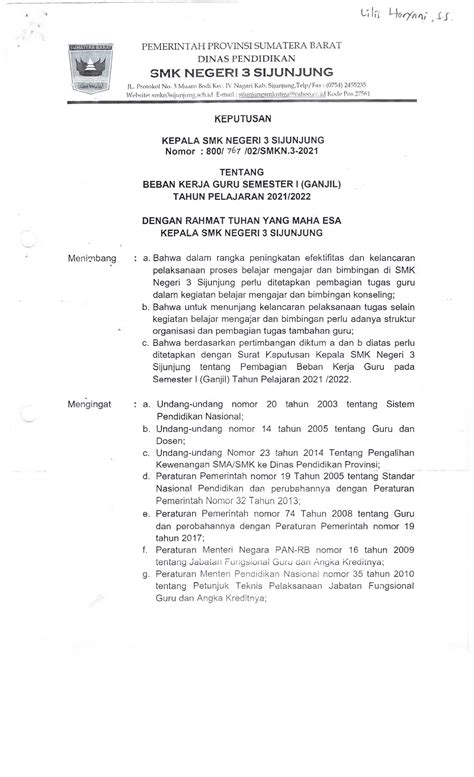 Sk Beban Kerja Semester I Susi Fitria Kaca Pdf Online