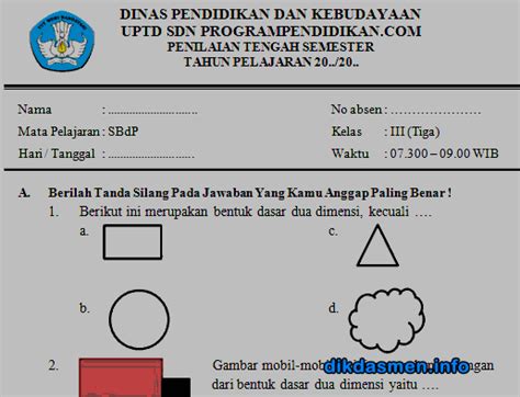 Contoh Soal Sbdp Kelas Semester Asah Kreativitas Dan Kemampuan