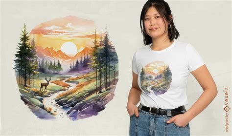 Diseños de camisetas PSD Mockups de fauna forestal