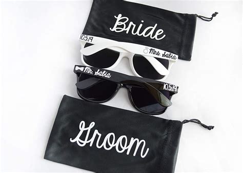 Bride Sunglasses And Groom Sunglasses Set With Bags By Bellacuttery For Honeymoon Or Destination