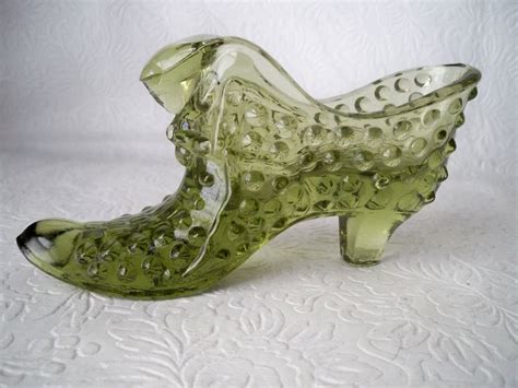 S Vintage Fenton Hobnail Glass Shoe With Cat Head In Etsy Glass