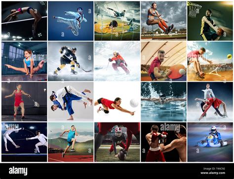 Sport Collage About Table Tennis Badminton Gymnastics Boxing