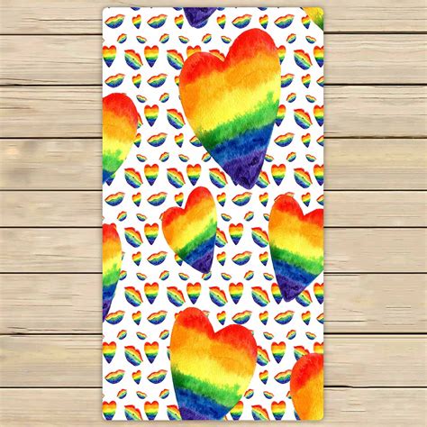 Pkqwtm Watercolor Rainbow Colors Lip Kiss Gay Lesbian Lgbt Microfiber