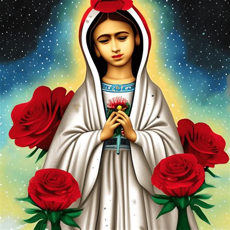 Adorable Virgen De Guadalupe With Red Roses · Creative Fabrica