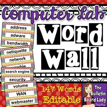 computer lab word wall   bulletin board lady tracy king tpt
