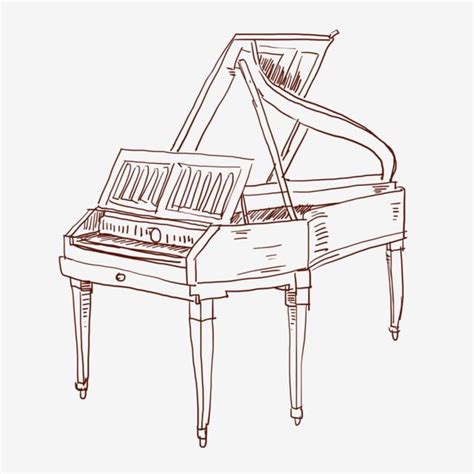 Line Drawing Piano Hand Drawn Illustration, Line Drawing Piano, Hand ...