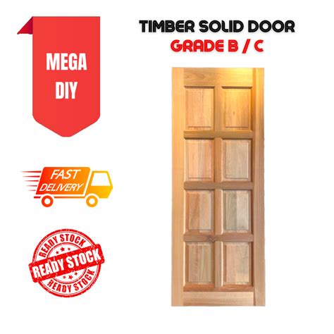 Wooden Door Timber Solid Door 8 Panel Door Room / Pintu Solid 8 Petak / Pintu Kayu Bilik Rumah ...