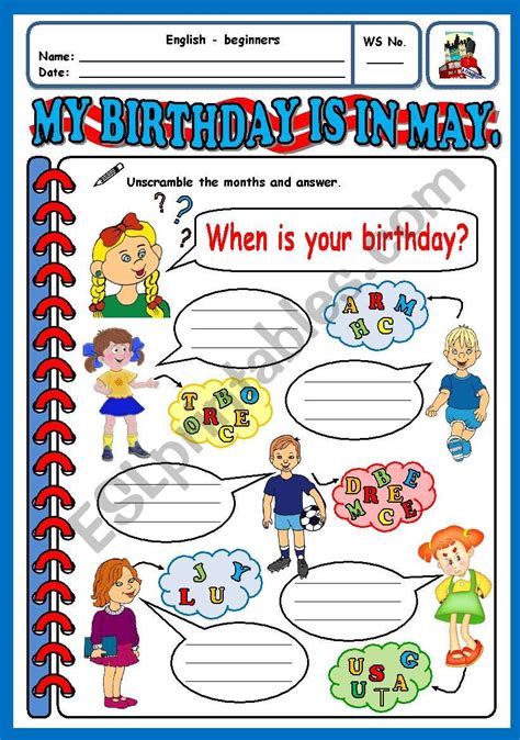 My Birthday Worksheet