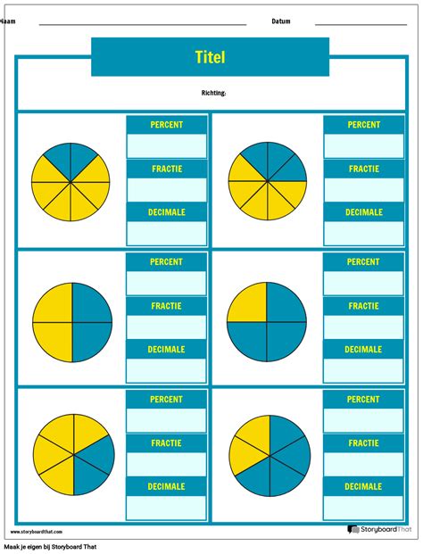 Percentage Werkblad Met Taartthema القصة المصورة من قبل Nl Examples