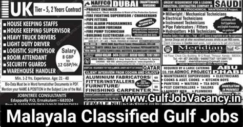 Malayala Classified Gulf Jobs Newspaper 09th March 2022