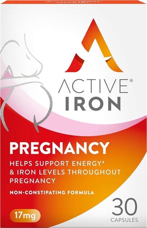 Active Iron Pregnancy Capsules 17mg Iron Supplement Non Constipating Formula Fight