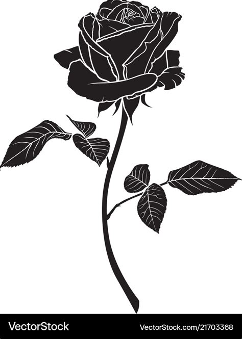 Silhouette of a rose flower Royalty Free Vector Image