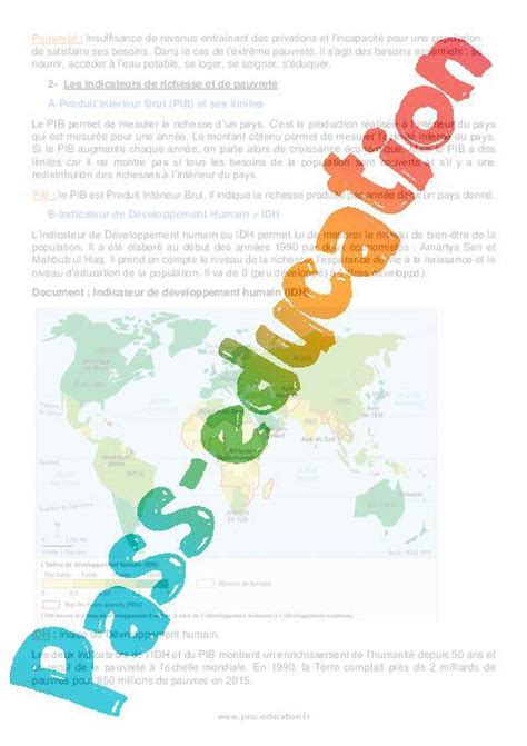 Richesse et pauvreté dans le monde 5ème Séquence complète PDF à