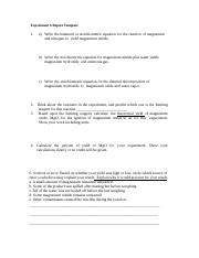 Exp 6 Reaction Stoichiometry Report Post Lab Docx Experiment 6 Report