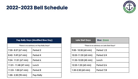 John F. Kennedy High School » School Year Calendar & Bell Schedule