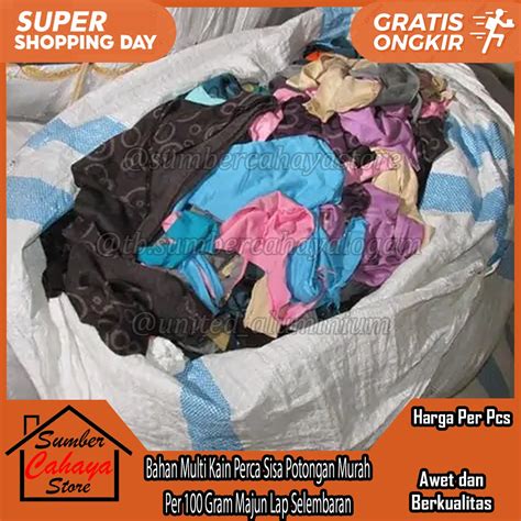 Jual Bahan Multi Kain Perca Sisa Potongan Murah Per Gram Majun Lap