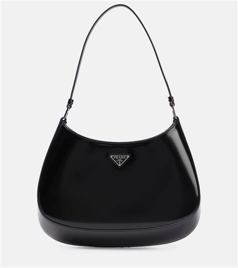 Cleo Small leather shoulder bag in black - Prada | Mytheresa