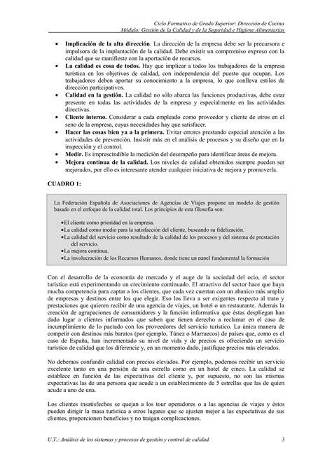 ANÁLISIS DE LOS SISTEMAS Y PROCESOS DE GESTIÓN Y CONTROL DE CALIDAD | PDF