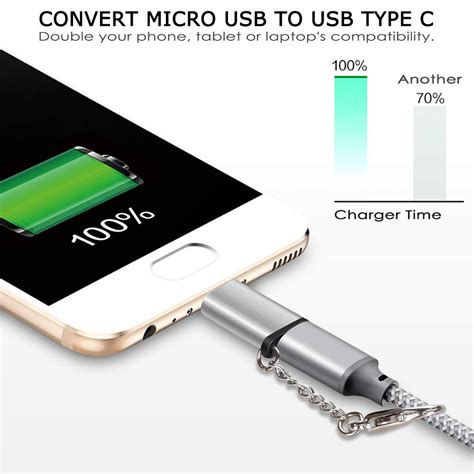 Aluminum Usb Type C To Micro Usb Convert Connector With Keychain Charger Adapter Ebay