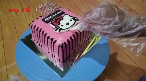 Cara Menghias Kue Ulang Tahun Karakter Hello Kitty Sederhana Youtube