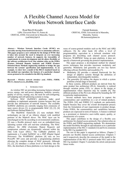 Pdf A Flexible Channel Access Model For Wireless Network Interface Cards