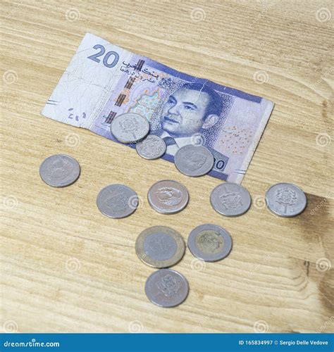 Moroccan Dirham Banknote And Coins Stock Image Image Of Dirham Heap