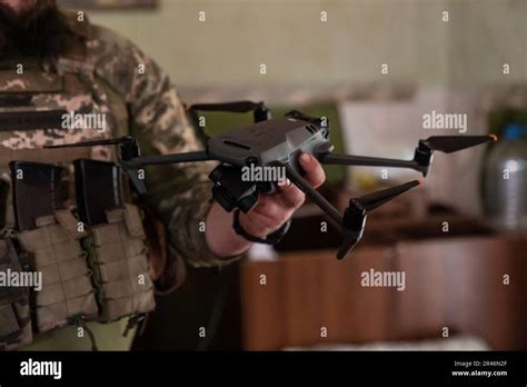 Pavlo Member Of Special Ukrainian Army Unit Of Drones Displays Dji Mavic 3 Drone To