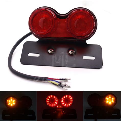 Motorcycle Red LED Twin Dual Tail Turn Signal Brake License Plate Light