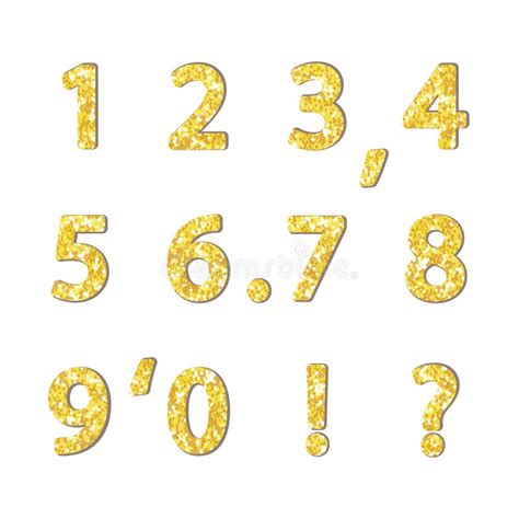 Luxury Festive Golden Glitter Sparkling Alphabet Numbers Stock Vector