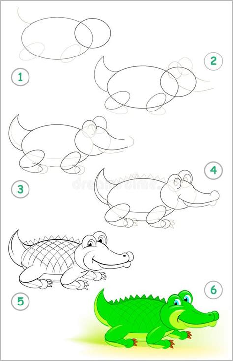 How To Draw Step By Step A Cute Toy Crocodile Educational Page For