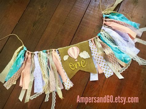 Hot Air Balloon First Birthday Banner Up Up Away Highchair Etsy