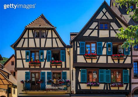 Traditional Half Timbered Houses On The Alsatian Wine Route