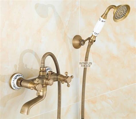 Luxury Shower Faucets Antique Brass Bathroom Faucet Rainfall Shower