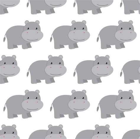 Premium Vector Hippos Seamless Pattern Vector Illustration In A Flat