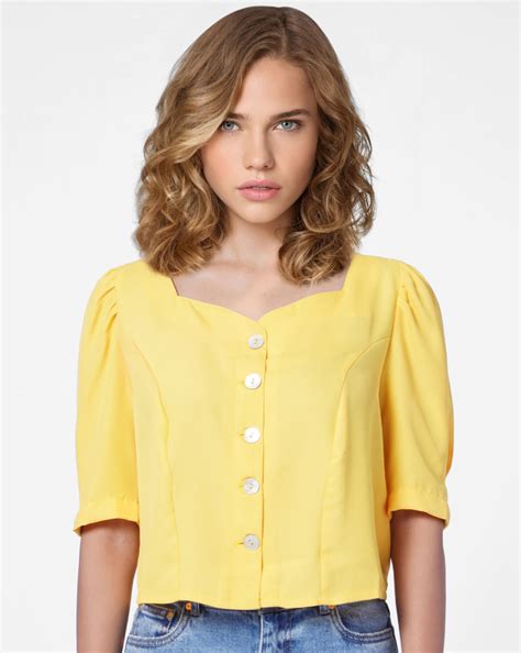 Yellow Puff Sleeves Top