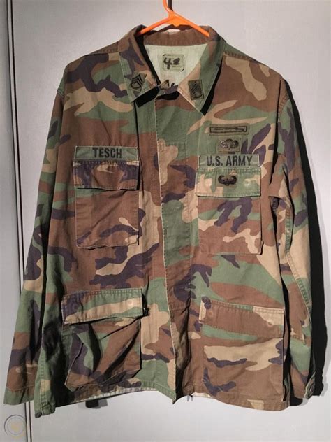 RARE! US ARMY RANGER BDU Woodland Camo Uniform Jacket M Staff Sergeant ...