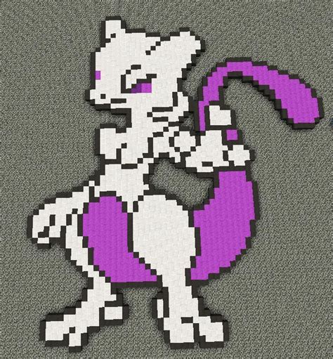 150 Mewtwo Pixel Art Pokemon Dessin Petit Carreau Pixel Art Minecraft ...