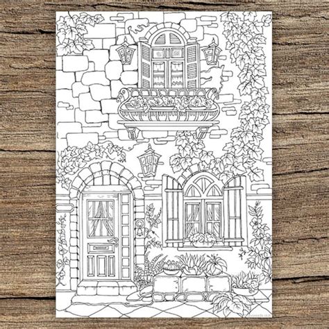 Fancy Exterior Printable Adult Coloring Page From Favoreads Etsy