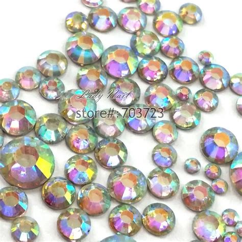 400 Pcs 2mm 6mm Mix Size AB Color Resin Acrylic Round Rhinestone