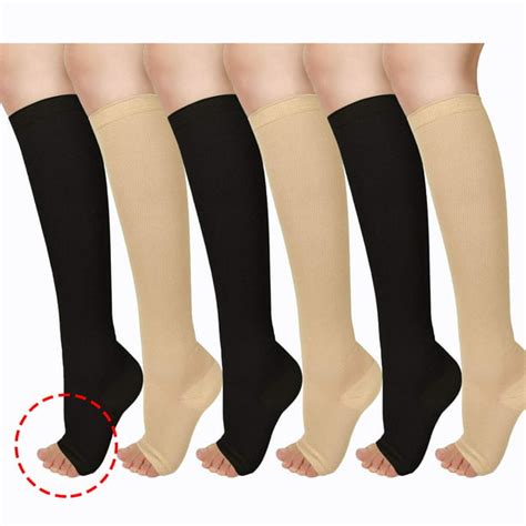 Wukang 3 Pairs Xl Xxl Knee High Compression Stockings Open Toe 15 20mmhg Compression Socks For