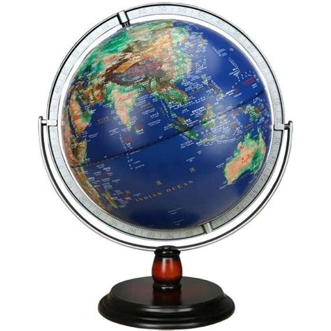 Zanzan Globe Terrestre De Bureau Avec Oceacuteans Bleus Illumineacutes