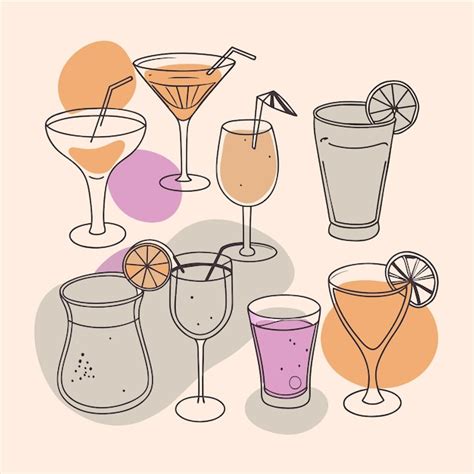 Un Dibujo De Bebidas Incluidos C Cteles C Cteles Y C Cteles Vector