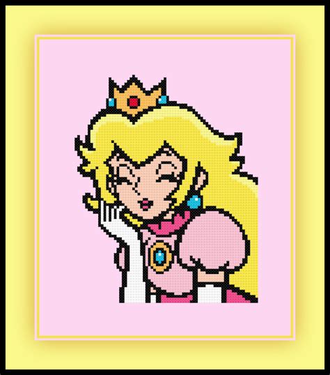 Free Princess Peach Cross Stitch Pattern Super Mario Bros Princesa Peach Beaded Cross Stitch