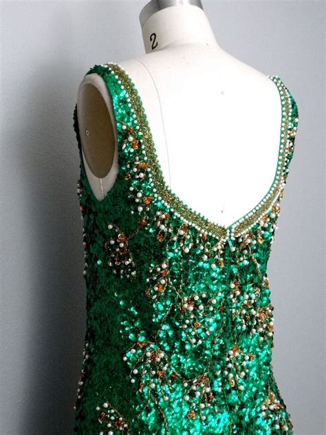 Sm Art Deco Emerald Sequin Dress Kelly Green Sequined Pearl Etsy