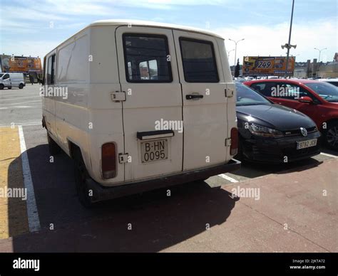 Old White Van Parked In The Street Classic Mercedes Benz Mb Stock