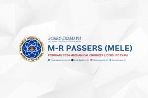 M R Passers February Mechanical Engineer Licensure Exam Mele