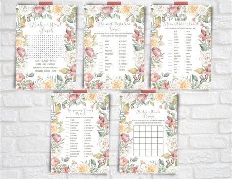 Baby Shower Games Botanical Baby Shower Games Bundle Printable Games