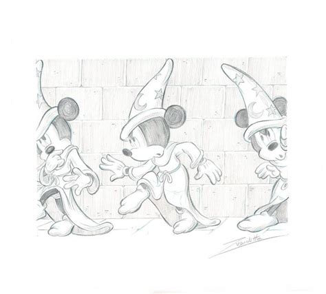 Mickey Mouse The Sorcerer S Apprentice Original Pencil Drawing Z