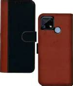 Buy Hupshy Realme C Black And Brown Leather Back Cover Pack Of