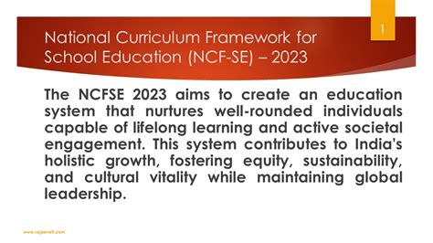 Key Points National Curriculum Framework For School Education Ncfse